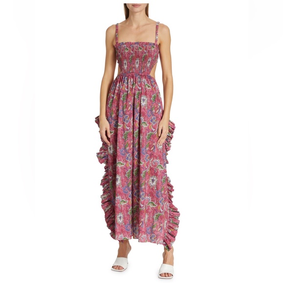 CAROLINE CONSTAS Margo Floral Ruffled Maxi Dress Pink Enchanted Paisley - Picture 9 of 13